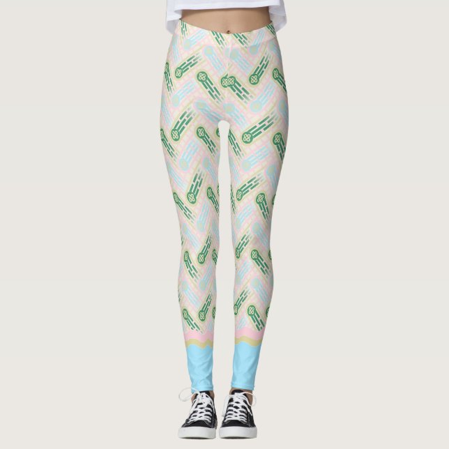 Pastel Casablabca Leggings – Retro Modern Pattern (Front)