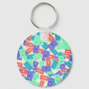Pastel Cassette Tapes - 90s Aesthetic Music Key Ring