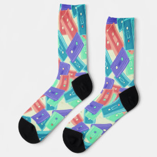 Pastel Cassette Tapes - 90s Aesthetic Music Socks