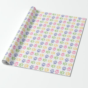 Pastel cat paws wrapping paper