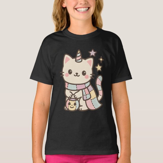 Pastel Caticorn Magic Kids T-Shirt | Cute Kawaii (Front)