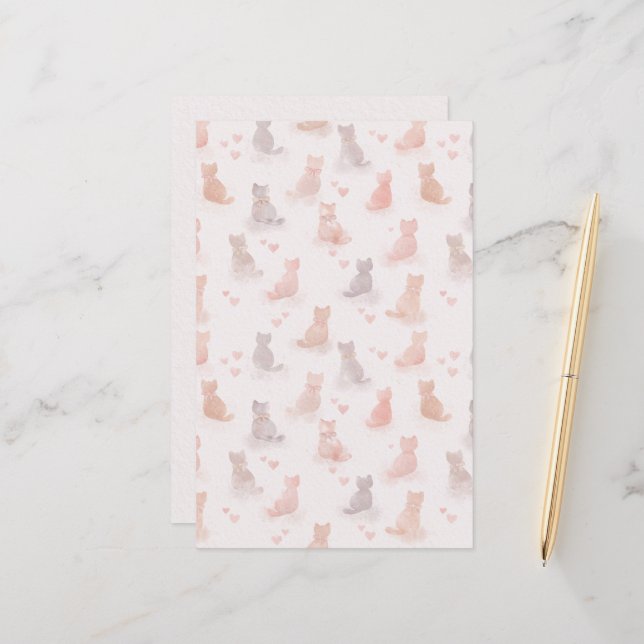 Pastel Cats Paper Sheet (Front/Back In Situ)