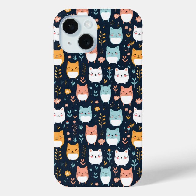 Pastel Cats Pattern Case-Mate iPhone Case (Back)