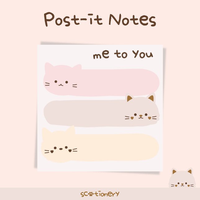 Pastel Cats Stationery Post-it Notes (Creator Uploaded)