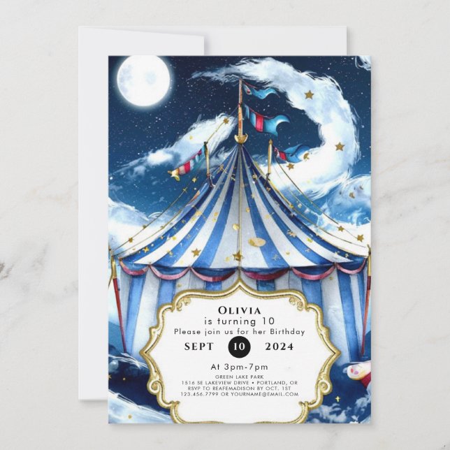 Pastel Celestial Circus Birthday Invitation (Front)