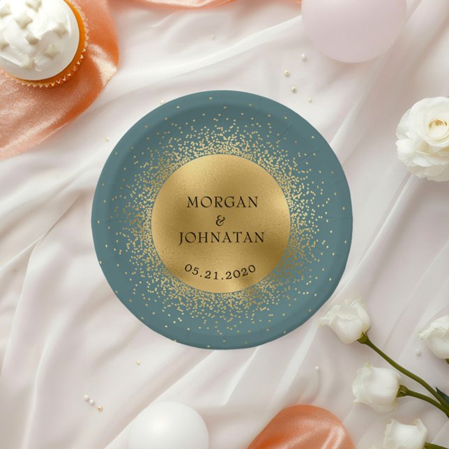 Pastel Celestial Gold Moon Paper Plate (Creator Uploaded)