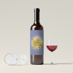 Pastel Celestial Gold Moon Save The Date Wine Label