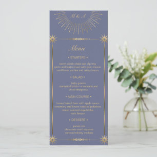 Pastel Celestial Gold Wedding Dinner Menu Card