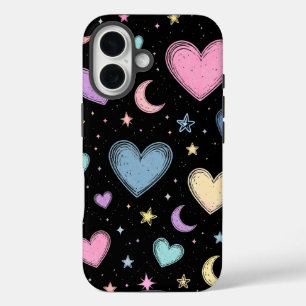 Pastel Celestial Hearts & Stars Cute Aesthetic iPhone 16 Case