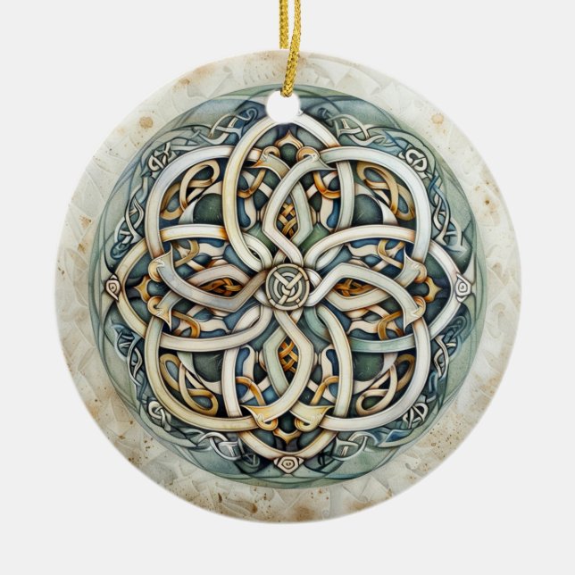 Pastel Celtic Knot  Ceramic Tree Decoration (Front)