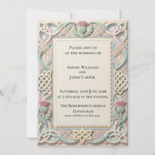 Pastel Celtic Thistle Wedding Invitation