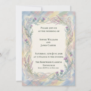 Pastel Celtic Thistle Wedding Invitation