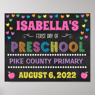 Pastel Chalkboard First Day of Preschool Sign