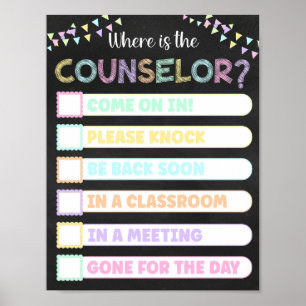 Pastel Chalkboard Where's the Counsellor Door Sign