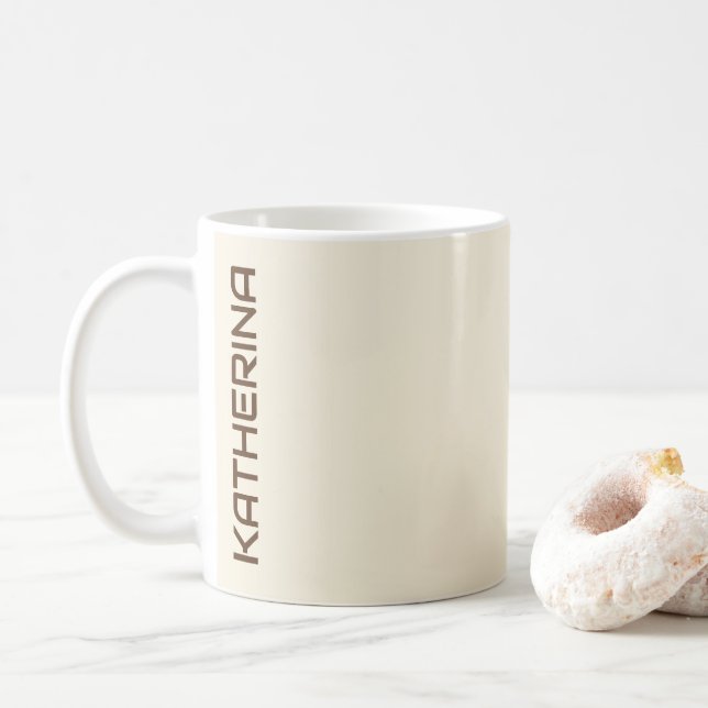 Pastel Champagne Solid Colour | Personalised  Coffee Mug (With Donut)