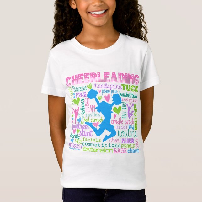 Pastel Cheerleading Words Typography T-Shirt (Front)
