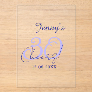 Pastel cheers 30th birthday purple elegant name da acrylic invitations