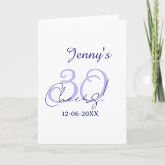 Pastel cheers 30th birthday purple elegant name da card