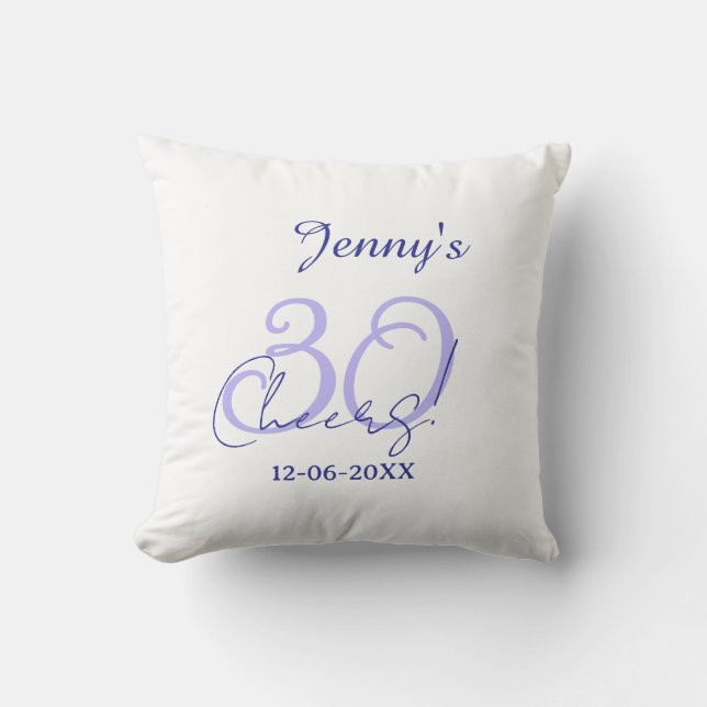 Pastel cheers 30th birthday purple elegant name da cushion (Front)