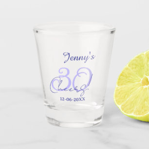 Pastel cheers 30th birthday purple elegant name da shot glass