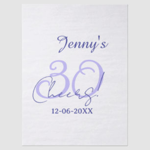 Pastel cheers 30th birthday purple elegant name da tissue paper