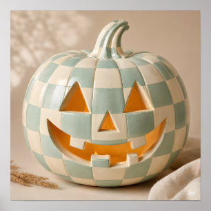 Pastel Chequerboard Pumpkin Poster