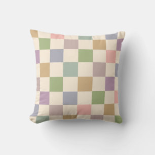Pastel Chequered Geometric Retro Chequered Pattern Cushion