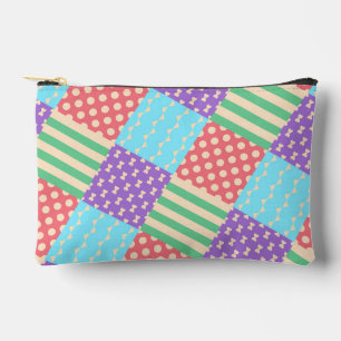 Pastel Chequered Stripe Bow Polkadot Geometric Accessory Pouch