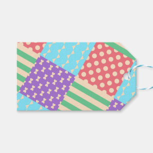 Pastel Chequered Stripe Bow Polkadot Geometric Gift Tags
