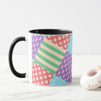 Pastel Chequered Stripe Bow Polkadot Geometric Mug