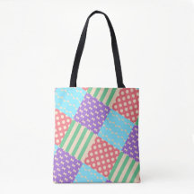 Pastel Chequered Stripe Bow Polkadot Geometric