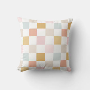 Pastel Chequered Summer Retro Seamless Pattern Cushion