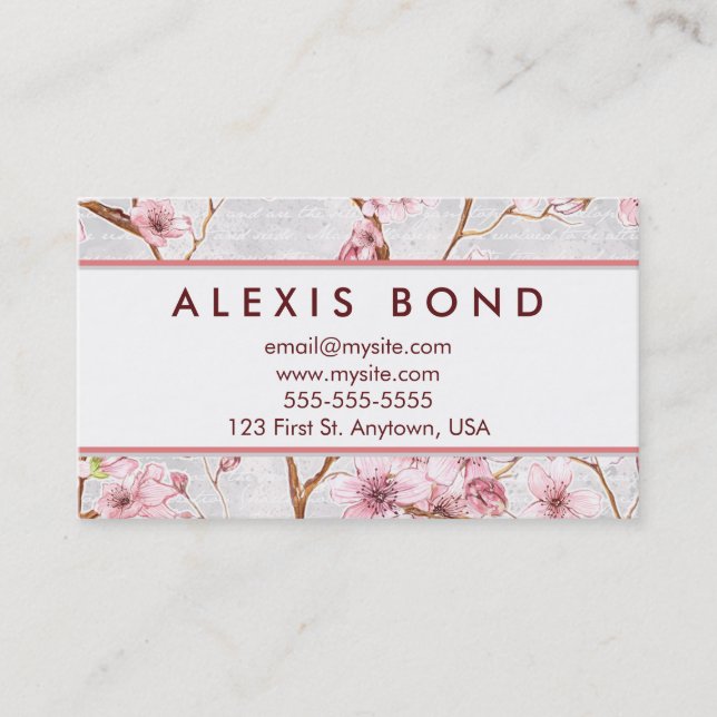 Pastel Cherry Blossom Design Business Card (Front)