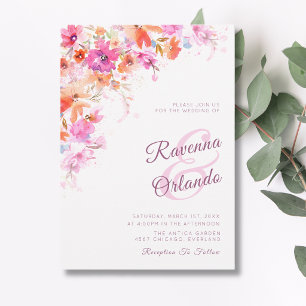 Pastel Cherry Blossom Floral Pink Romance Wedding Invitation