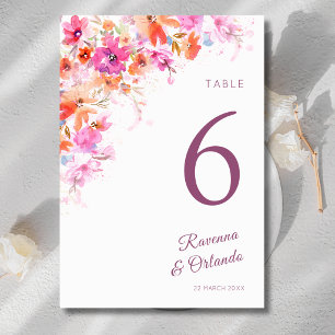 Pastel Cherry Blossom Floral Pink Romance Wedding Table Number