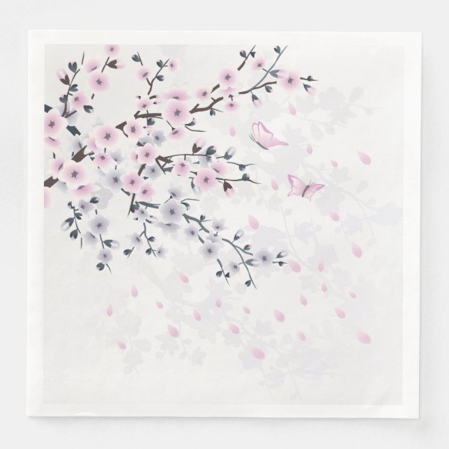 Pastel Cherry Blossom Landscape Napkin (Front)