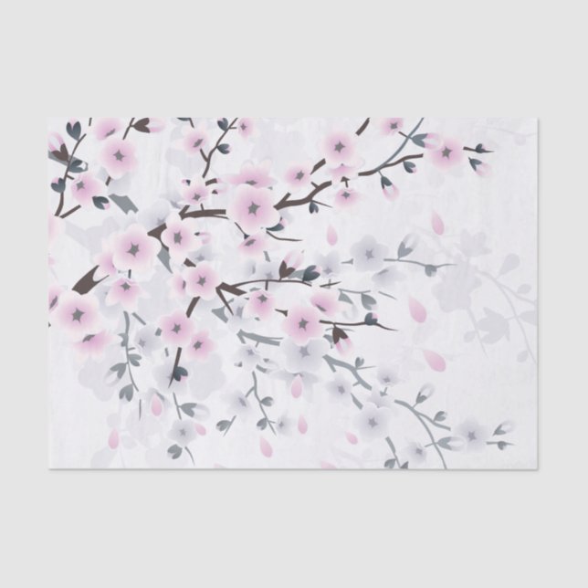 Pastel Cherry Blossom Landscape Tissue Paper (Front)