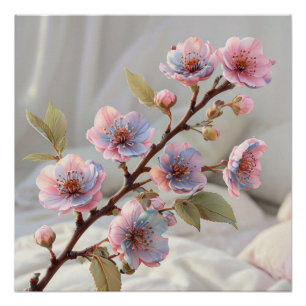 Pastel Cherry Blossom: Soft Botanical Art  Poster