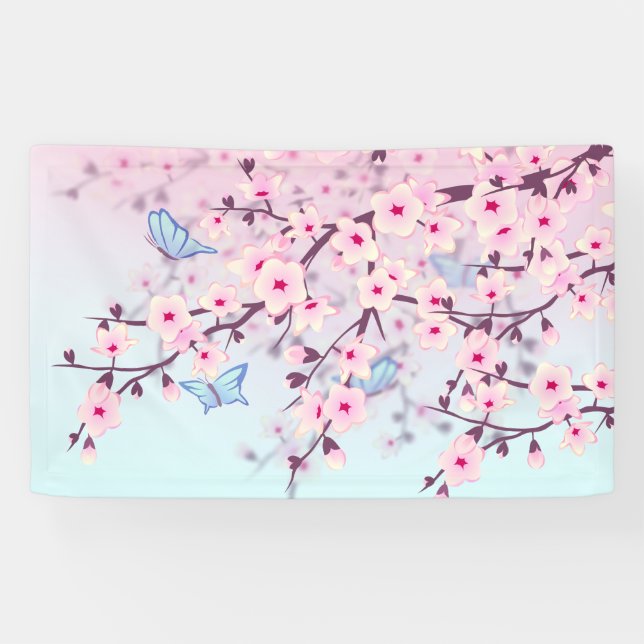 Pastel Cherry Blossoms Banner (Horizontal)