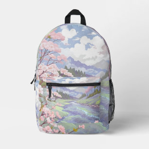 Pastel Cherry Blossoms Watercolor Printed Backpack