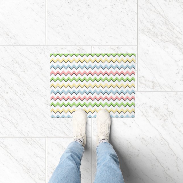 Pastel Chevron-Drop Shadow by Shirley Taylor Doormat (Indoor)