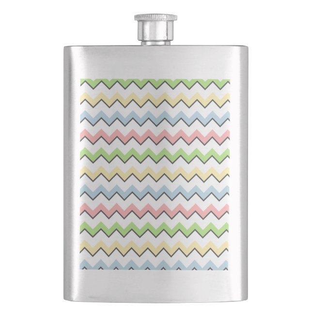 Pastel Chevron-Drop Shadow by Shirley Taylor Hip Flask (Front)