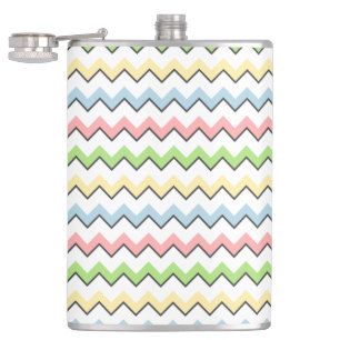 Pastel Chevron-Drop Shadow by Shirley Taylor Hip Flask