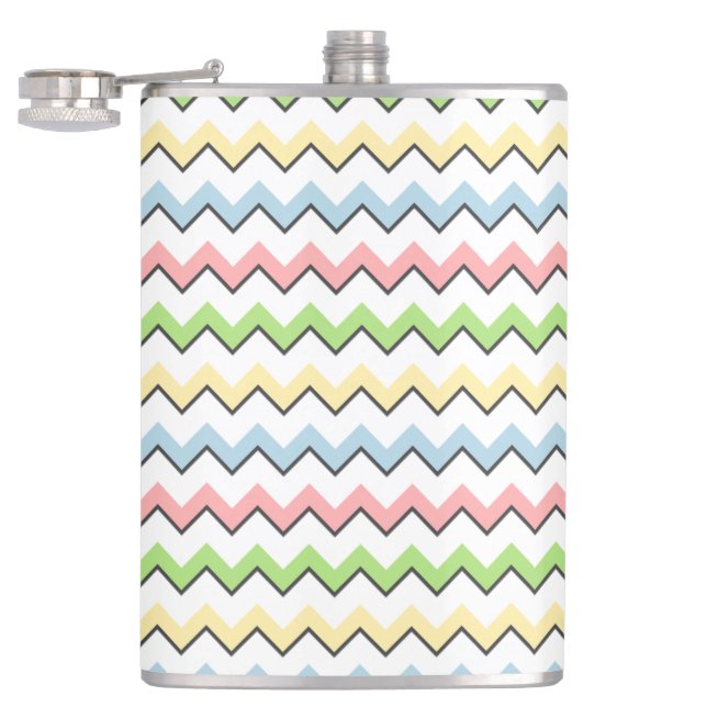 Pastel Chevron-Drop Shadow by Shirley Taylor Hip Flask (Opened)