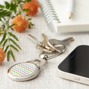 Pastel Chevron-Drop Shadow by Shirley Taylor Key Ring