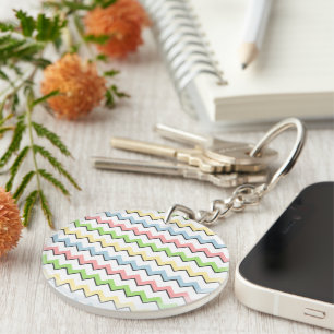 Pastel Chevron-Drop Shadow by Shirley Taylor Key Ring