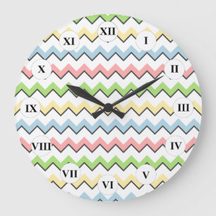 Pastel Chevron-Drop Shadow by Shirley Taylor Large Clock