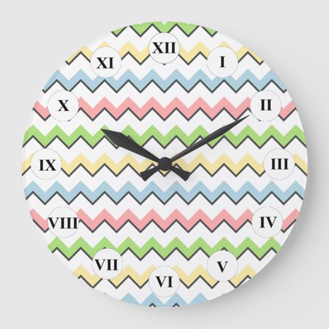 Pastel Chevron-Drop Shadow by Shirley Taylor Large Clock (Front)