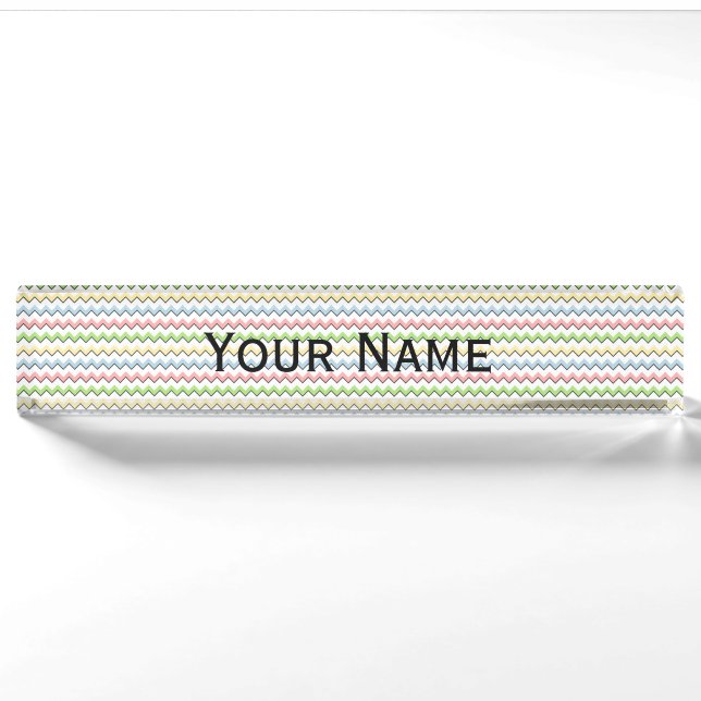 Pastel Chevron-Drop Shadow by Shirley Taylor Nameplate (Front)
