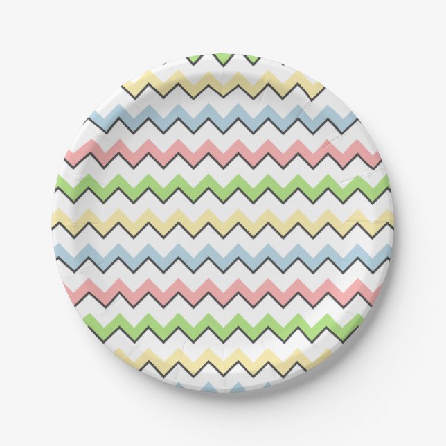 Pastel Chevron-Drop Shadow by Shirley Taylor Paper Plate (Front)